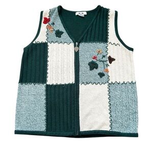 Vintage ALIA Fall Pattern Zipper Knit Vest Size Medium Bundle & Save